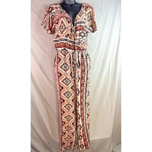 Forever 21 Boho Jumpsuit Aztec Print‎ Wide Leg Romper Casual Summer Outfit Large